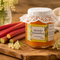 Puntzelhof - Hausgemachte Rhabarber Holunderblüten Fruchtaufstrich 